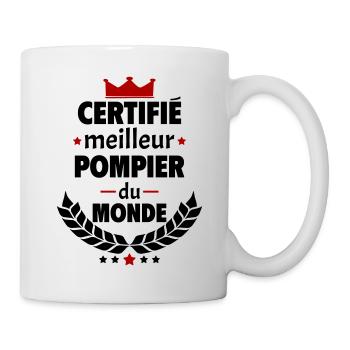 Certifié meilleur pompier du monde, cadeau de noël - Mug blanc - blanc - Droite