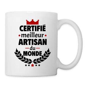 Certifié meilleur artisan du monde, cadeau de noël - Mug blanc - blanc - Droite