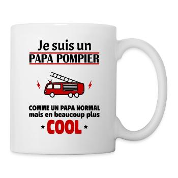 Je suis un papa pompier, fête des pères, noël - Mug blanc - blanc - Droite