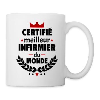 Certifié meilleur infirmier, fête des pères, noël - Mug blanc - blanc - Droite