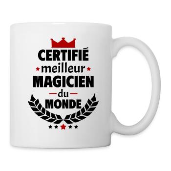 Certifié meilleur magicien, fête des pères, noël - Mug blanc - blanc - Droite
