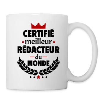 Certifié meilleur rédacteur, fête des pères, noël - Mug blanc - blanc - Droite