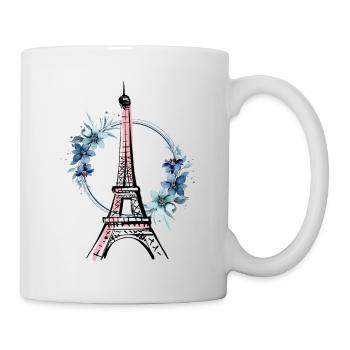 Paris Tour Eiffel France Floral Line Art - Mug blanc - blanc - Droite