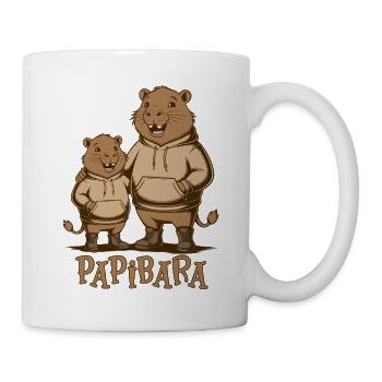 Papibara Papi Capybara Vater Lustig Papa Vatertag - Tasse - Weiß - Rechts