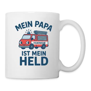 Logo Feuerwehr Kinder "Mein Papa ist mein Held" - Tasse - Weiß - Rechts