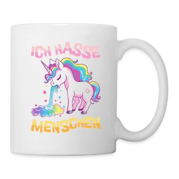 Je déteste les gens Licorne Vomir Arc-en-ciel Drôle - Mug blanc - blanc - Droite