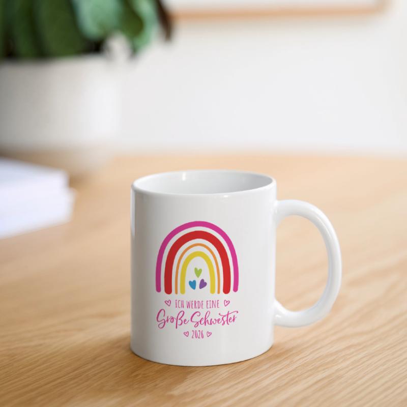 Ich werde eine große Schwester 2026 Regenbogen Tasse