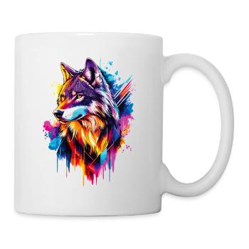 Wolf Wolfskopf Raubtier Wald Natur Wildnis Bunt - Tasse - Weiß - Rechts