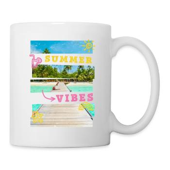 Sommer Strand Meer Palmen Urlaub Summer Time - Tasse - Weiß - Rechts