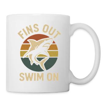 Fins out – shark at sunset - Mug - white - Right