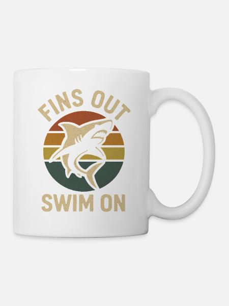 Fins out – shark at sunset - Mug - white