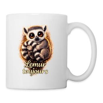 Lemur Toujours Mega cutes Shirt - Tasse - Weiß - Rechts