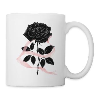 Schwarze Rose und rosa Band - Tasse - Weiß - Rechts