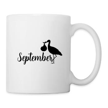 Un bébé cigogne enceinte arrive en septembre - Mug blanc - blanc - Droite