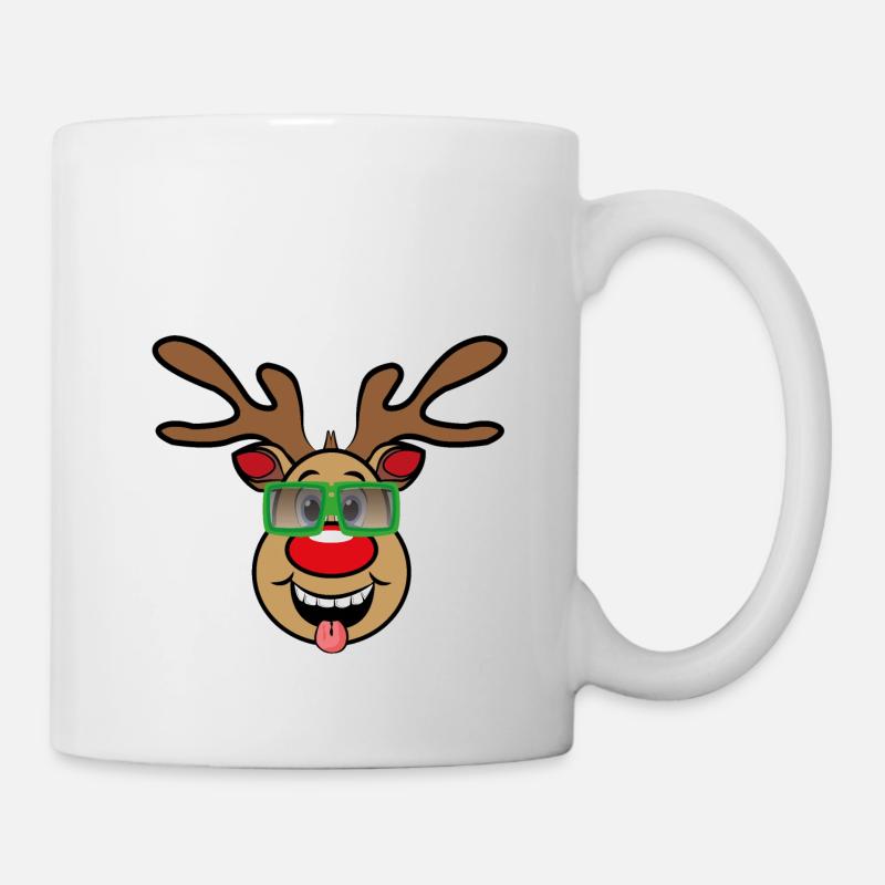 Noël Rudi avec des lunettes - Mug blanc - blanc