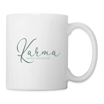 Karma Regelt Das Schon - Yoga Spruch Humor - Tasse - Weiß - Rechts