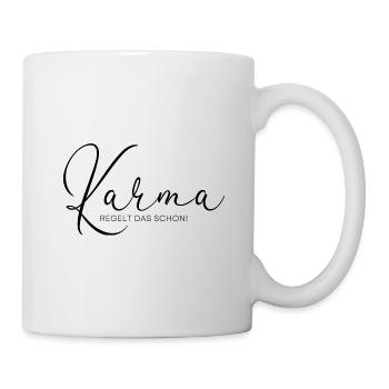 Karma Regelt Das Schon - Yoga Spruch Humor - Tasse - Weiß - Rechts