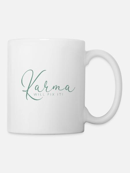 Karma Regelt Das Schon - Yoga Spruch Humor Namaste - Tasse - Weiß