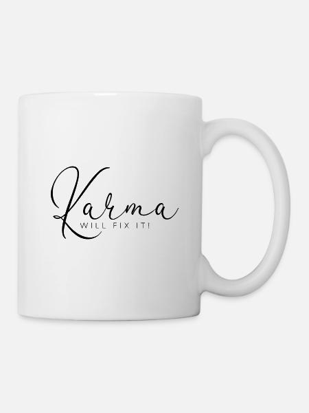 Karma Regelt Das Schon - Yoga Spruch Humor Namaste - Tasse - Weiß
