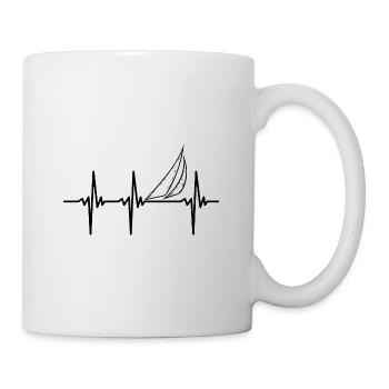 Heartbeat for sailing ships with sails - Mug - white - Right