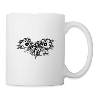 Starrende Eule Augen - Kauz Schnabel - Tasse - Weiß - Rechts