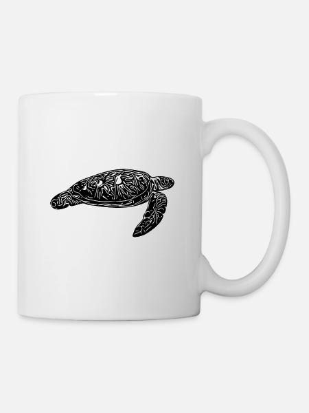 Élégante tortue d’eau vintage flottante - Mug blanc - blanc