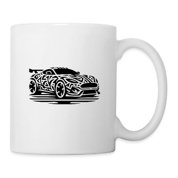 Voiture de sport cool racée dans le style de tatouage tribal - Mug blanc - blanc - Droite