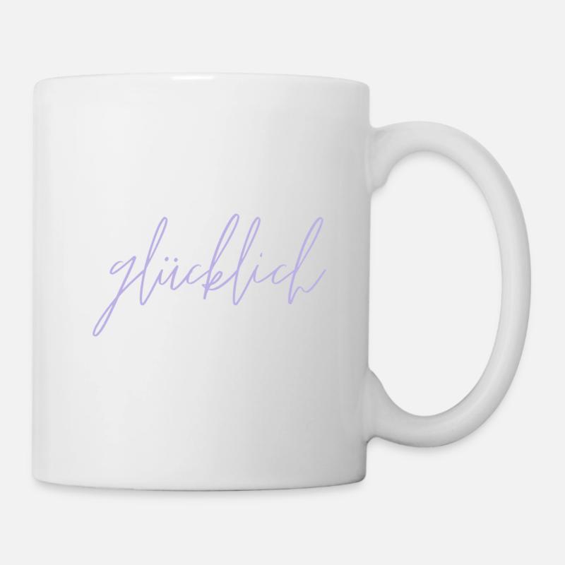glücklich lila - Tasse - Weiß