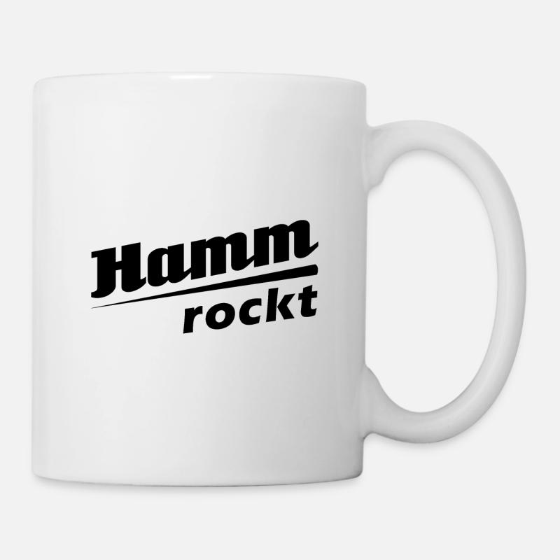Hamm rockt - Textdesign mit Stadtnamen - Tasse - Weiß