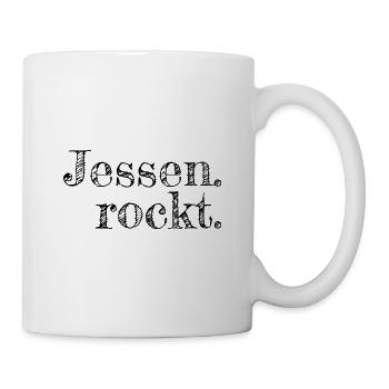 Jessen rockt - Textdesign mit Stadtnamen - Tasse - Weiß - Rechts