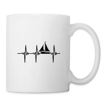 Herzschlag für Sportboote mit Segeln - Tasse - Weiß - Rechts