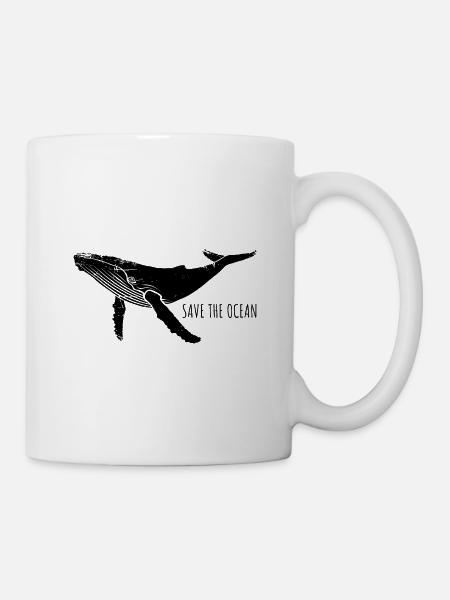 Save the ocean - Wal - Buckelwal - Geschenk - Tasse - Weiß