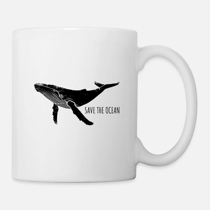 Save the ocean - Wal - Buckelwal - Geschenk - Tasse - Weiß