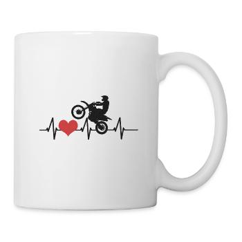 Motorrad Herzschlag Sportlich Geschenk - Tasse - Weiß - Rechts