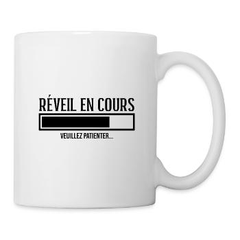 Réveil en cours veuillez patienter - cadeau humour - Mug blanc - blanc - Droite