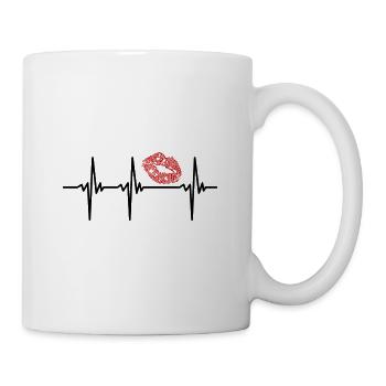 Heartbeat pour Kiss mouth Couple Lips Adventure - Mug blanc - blanc - Droite
