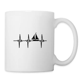 Herzschlag für kleine Segelboote mit Segeln - Tasse - Weiß - Rechts