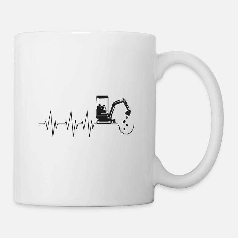 excavator Bagger Baggerfreund Baggerfahrer Puls - Mug - white