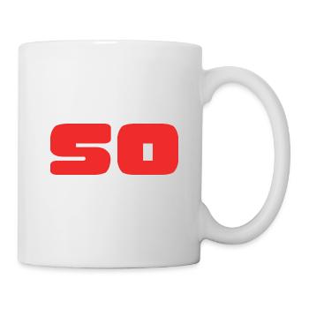 50. 50 JAHRE. 50-JÄHRIGES JUBILÄUM. GEBURTSTAG 50 JAHRE. - Tasse - Weiß - Rechts