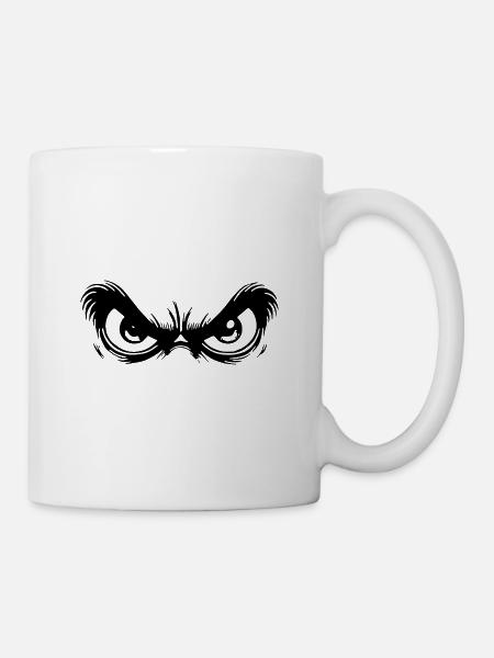 Grimmige Augen mit starrem Blick - Tasse - Weiß