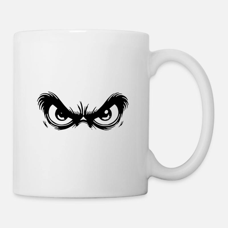 Grimmige Augen mit starrem Blick - Tasse - Weiß