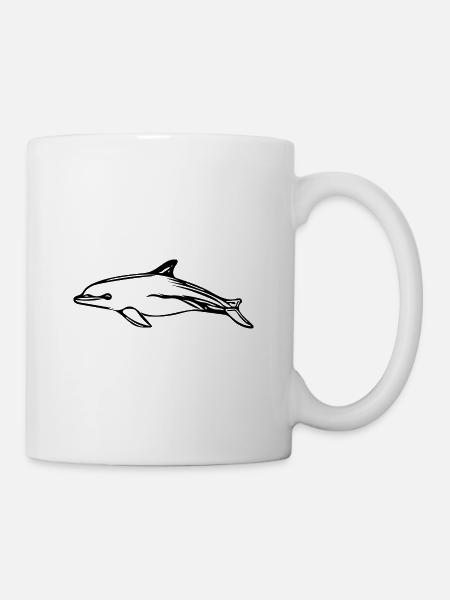Niedlicher vintage Delfin - Tasse - Weiß