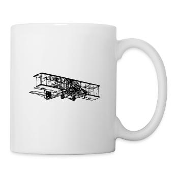 Flying Vintage Biplane Box Illustration - Mug - white - Right