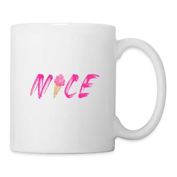 pink Himbeere Erdbeere Eis Eiswaffel nice schön - Tasse - Weiß - Rechts