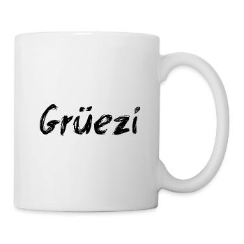 Grüezi Begrüßung Schweiz Schweizerdeutsch Alpen - Tasse - Weiß - Rechts