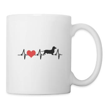 Chien à quatre pattes teckel coeur battement de cœur cadeau amour - Mug blanc - blanc - Droite