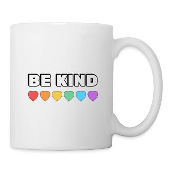 Sei freundlich Regenbogenherzen LGBT Stolz - Tasse - Weiß - Rechts