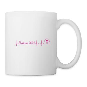 Bauherr Bauherrin Herzschlag Hausbau Baustelle - Tasse - Weiß - Rechts