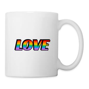 Rainbow text LOVE LGBT Pride Month - Mug - white - Right
