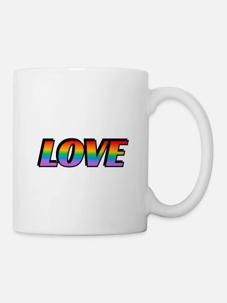 Rainbow text LOVE LGBT Pride Month - Mug - white